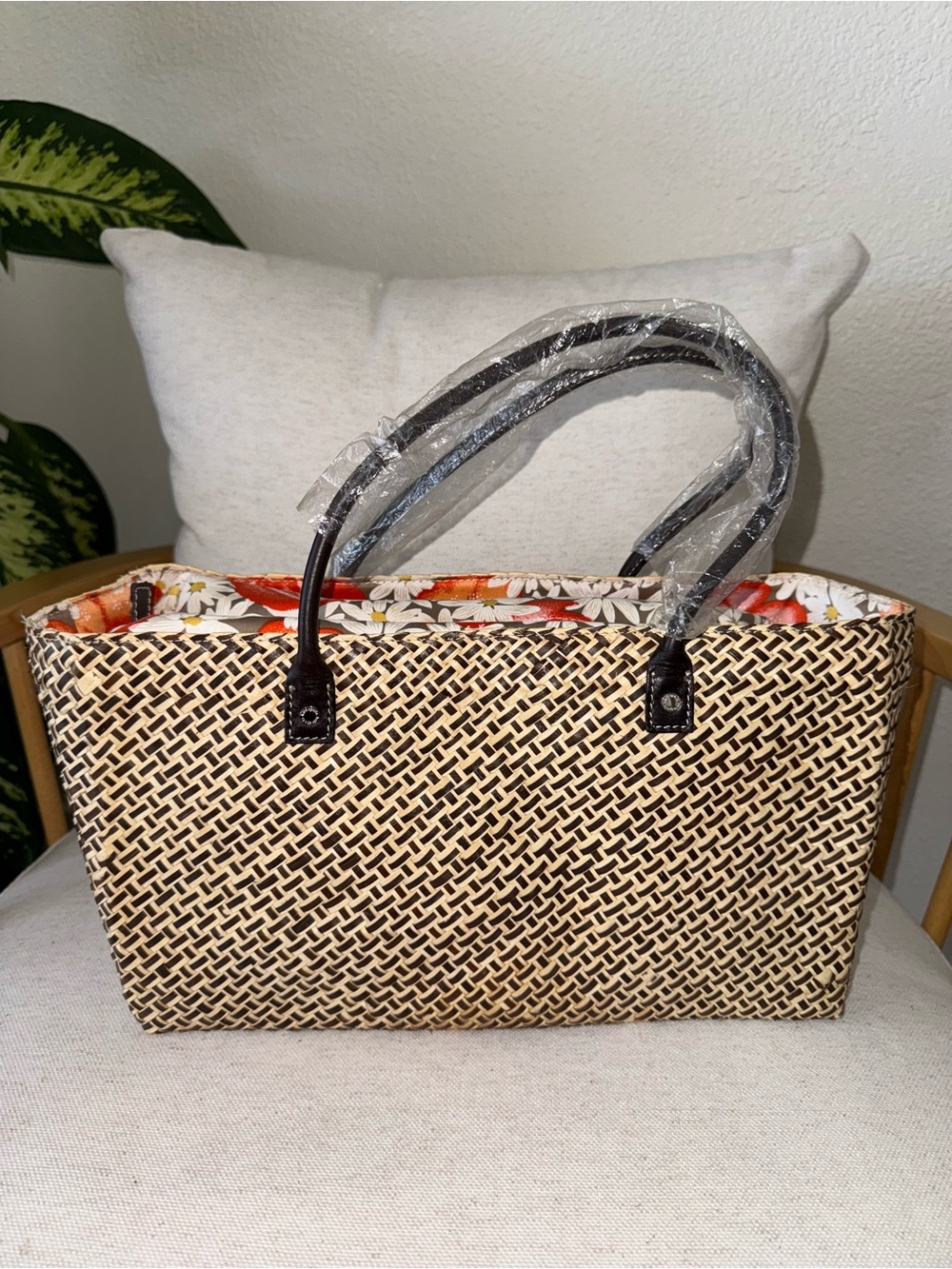 ‼️SOLD‼️Kate Spade New York Natural Woven Straw Weave Nuetral Tote - Picture 4 of 17